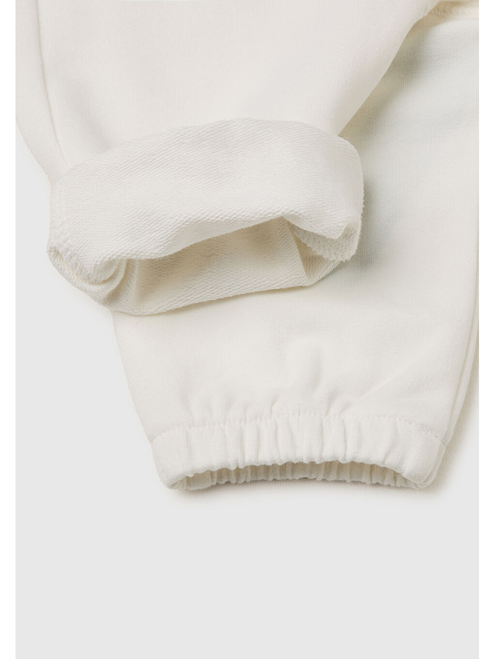 Bebek Beyaz Kulak Aplikeli Ribanalı Eşofman Altı-2