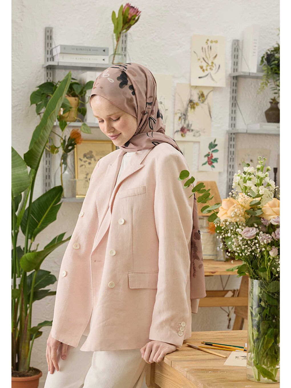 Aura Desen Şal Pembe-1