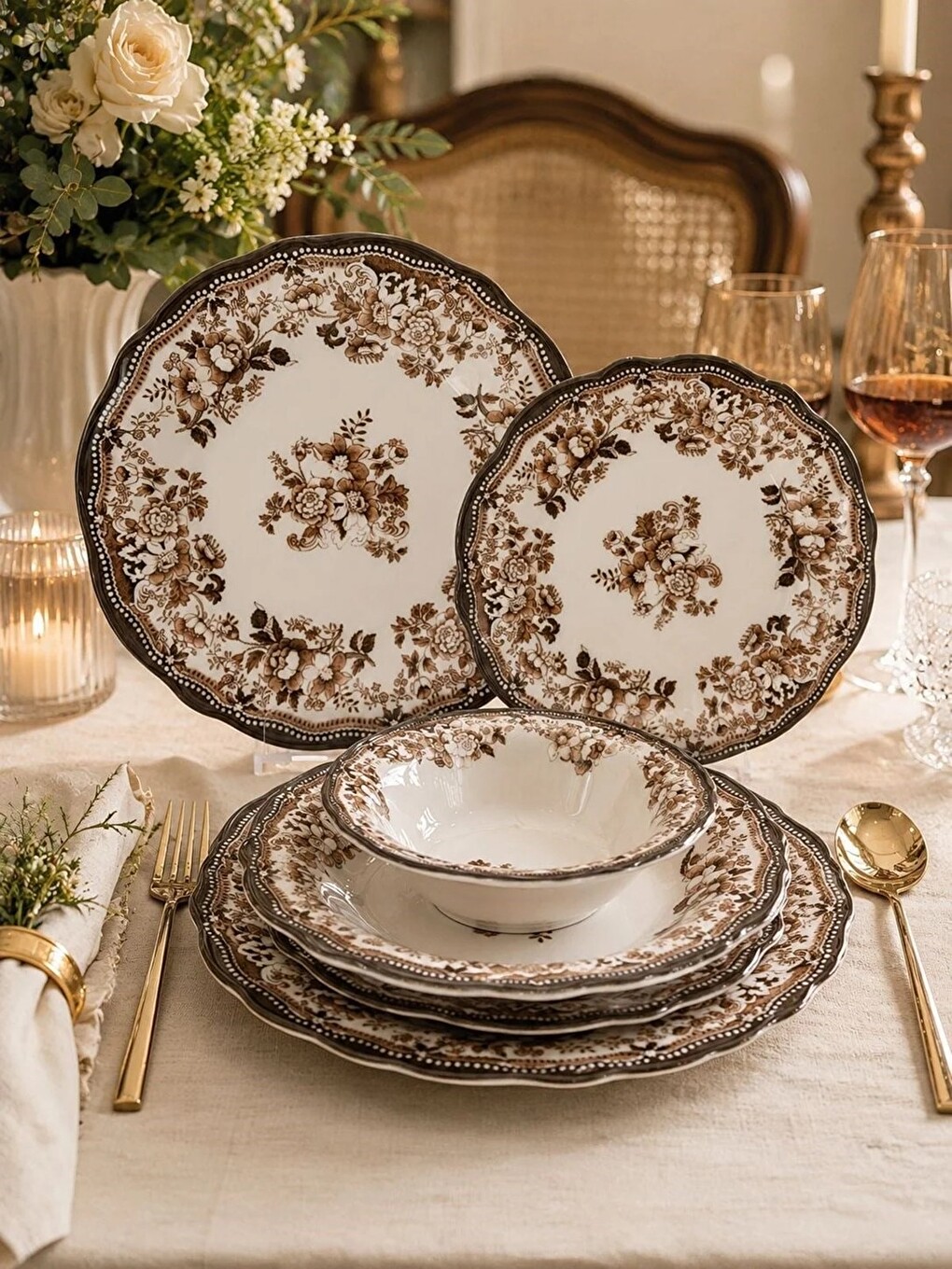 Kahverengi Porselen Velour Brown Fulya Yemek Seti 6 Kişilik 24 Parça-1