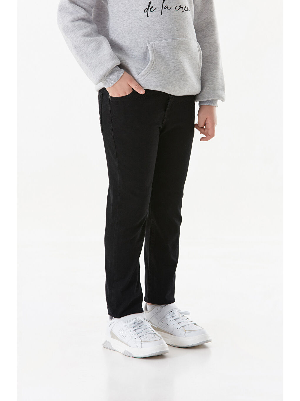 Siyah Beli Lastikli Regular Fit Erkek Çocuk Pantolon-1