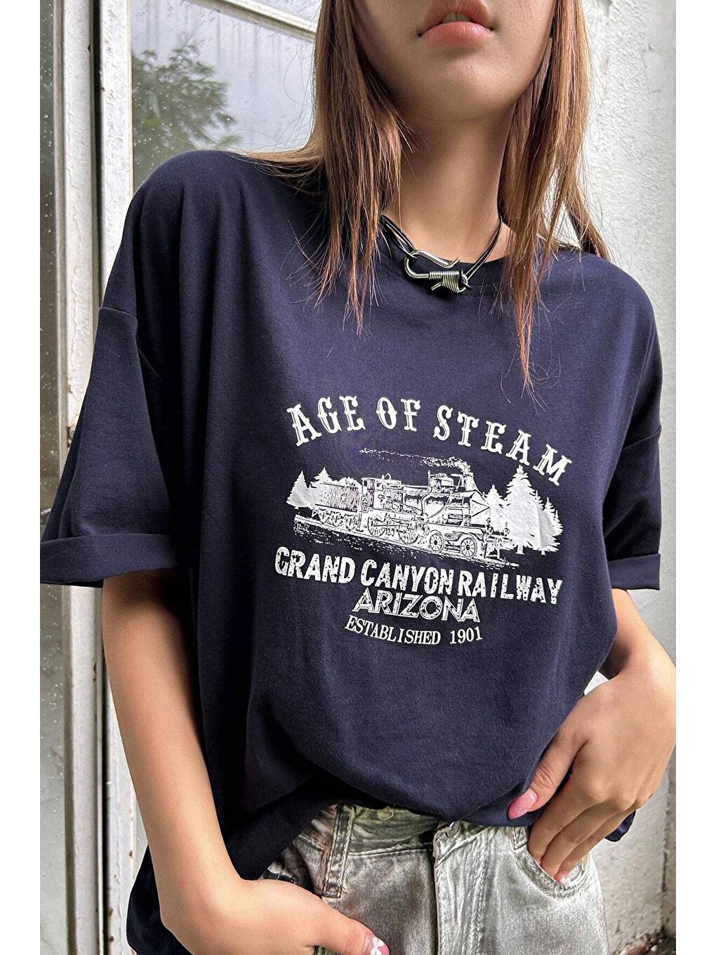 uyguntarz Lacivert Unisex Age Of Steam Baskılı Tasarım Tshirt