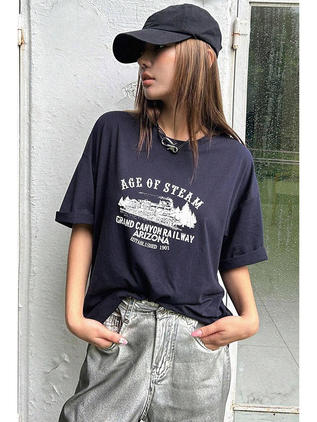 uyguntarz Lacivert Unisex Age Of Steam Baskılı Tasarım Tshirt - 1