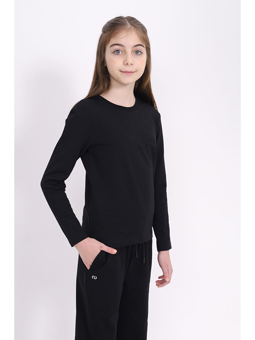 Siyah Kız Çocuk Baskılı Tişört-1