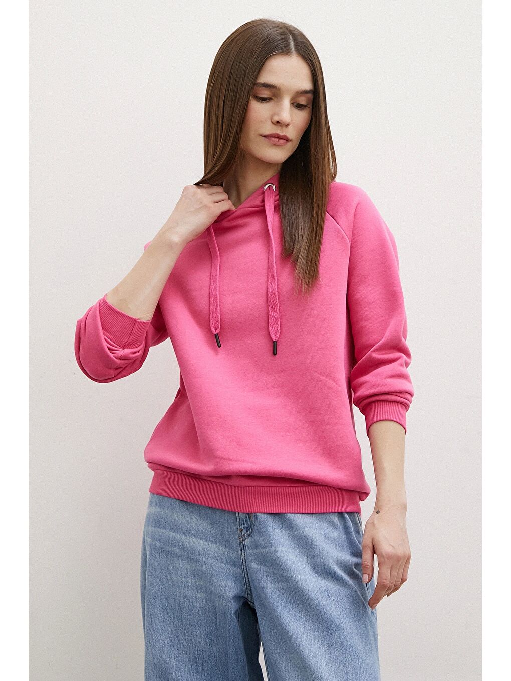 NEVER MORE Kapüşonlu Sweatshirt Pembe - 4