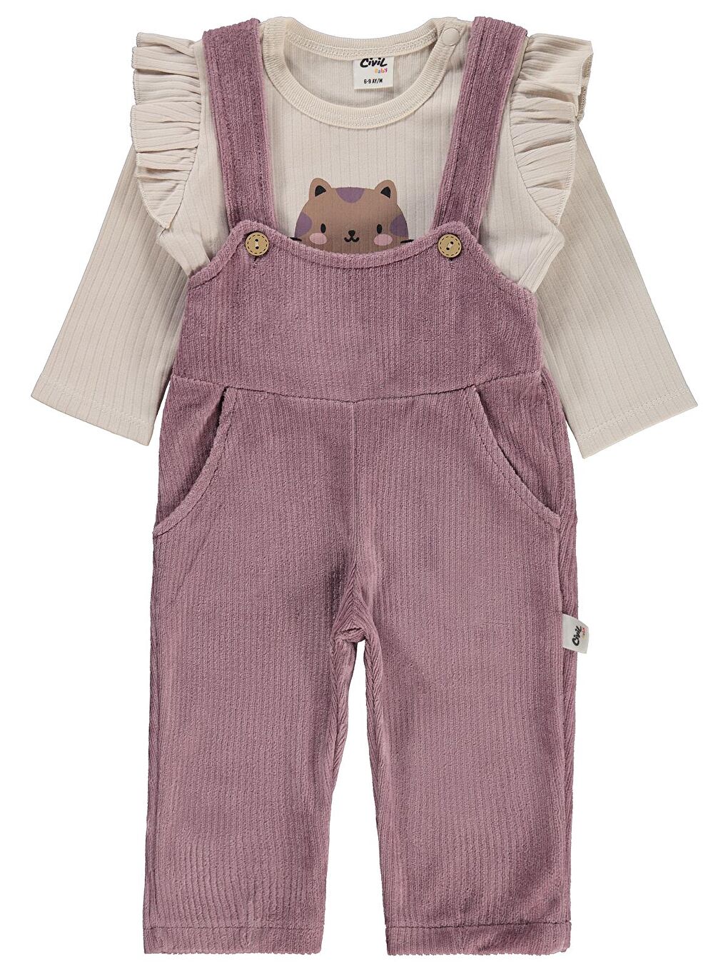 Kahverengi Baby Pati Nakışlı Badili 6-18 Ay Salopet - Kahve 18-24 Ay