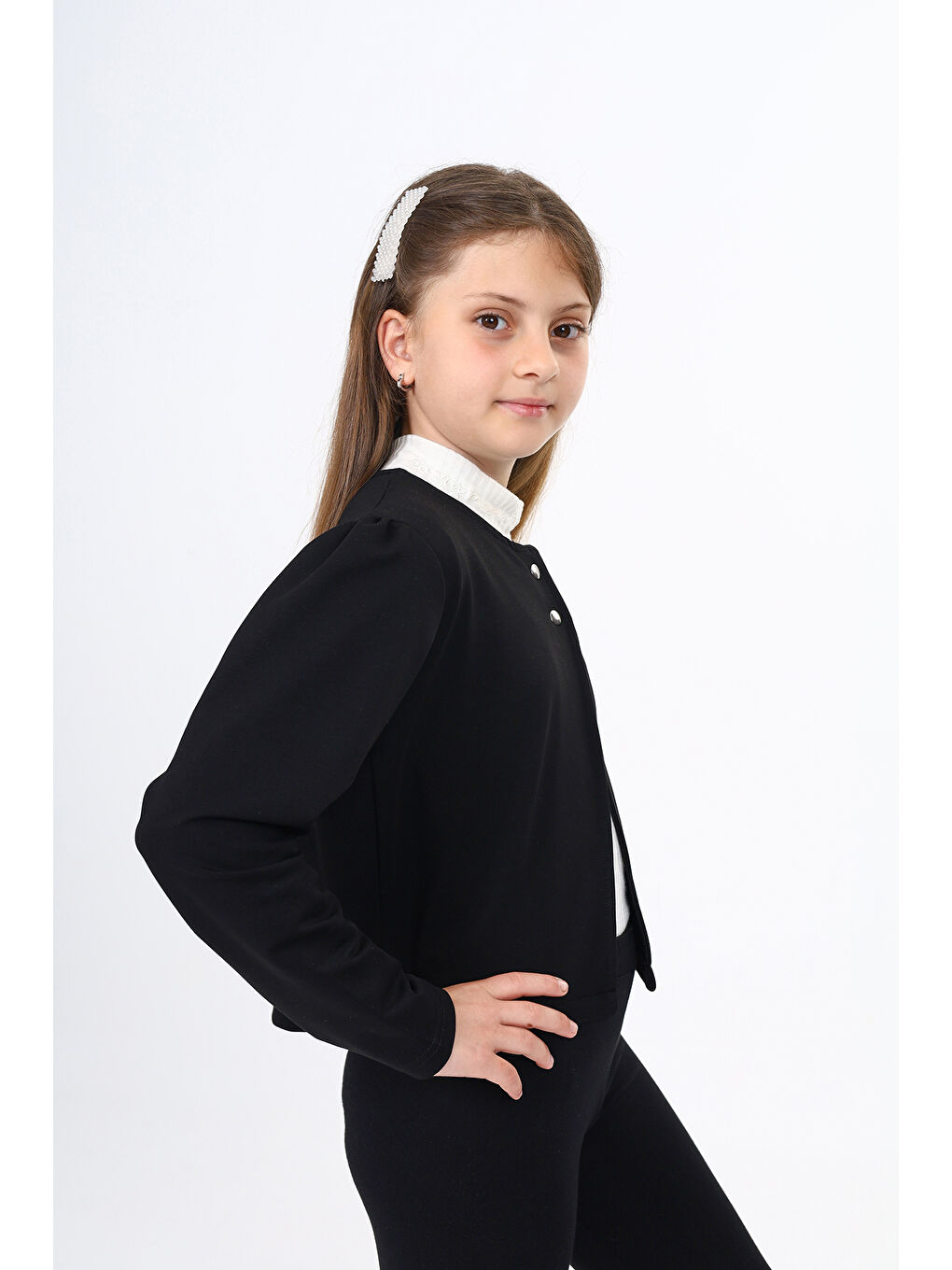 Siyah Kız Çocuk Okul Hırka-3