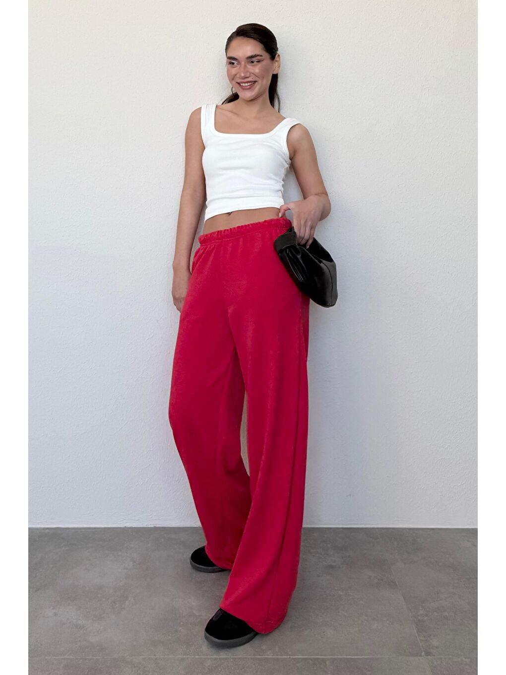 Kırmızı Bol Paça Kadın Eşofman Altı Mg2279-2