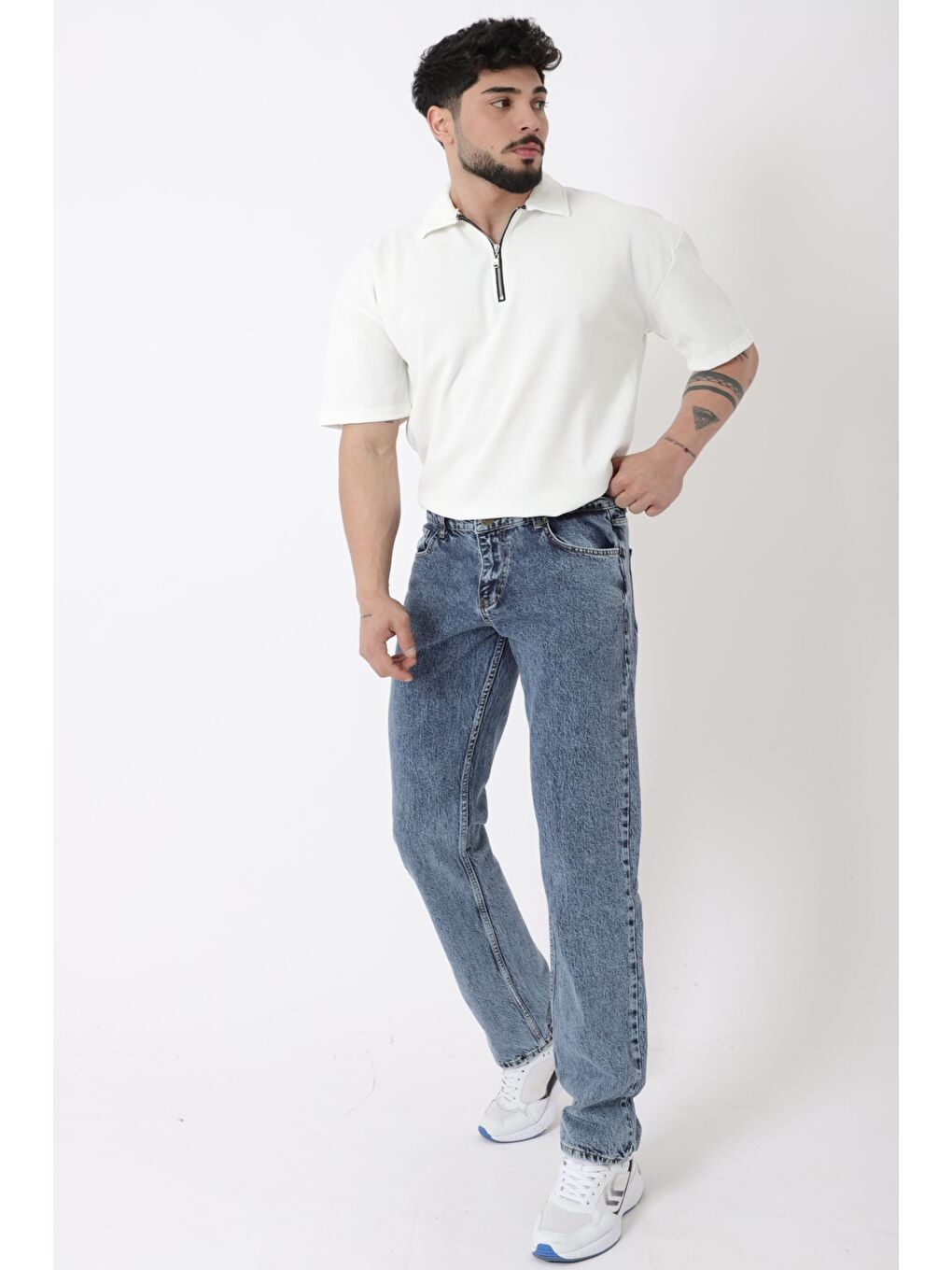 Mavi Rahat Baggy %100 Pamuk Jean Pantolon MM_0405-3