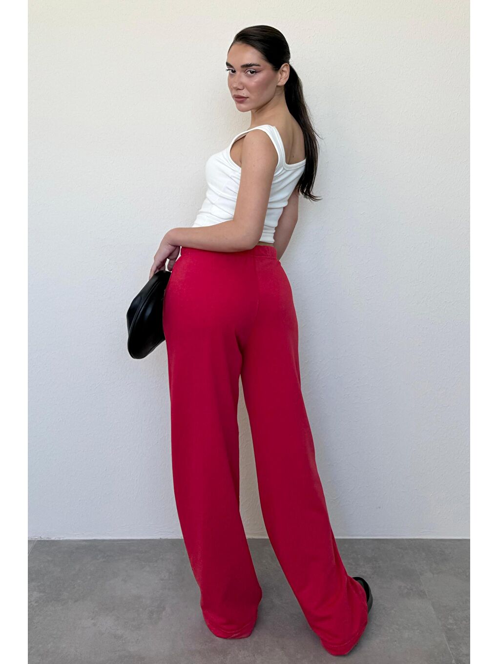Kırmızı Bol Paça Kadın Eşofman Altı Mg2279-4