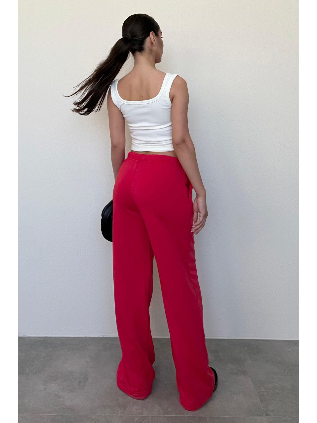 Kırmızı Bol Paça Kadın Eşofman Altı Mg2279-5