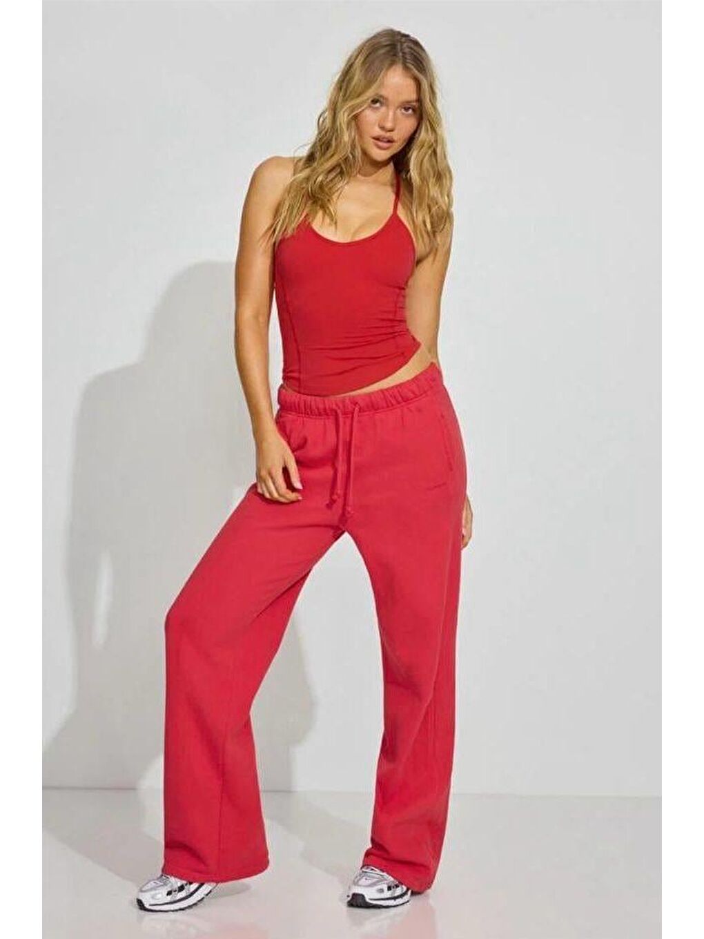 Kırmızı Bol Paça Kadın Eşofman Altı Mg2279-6