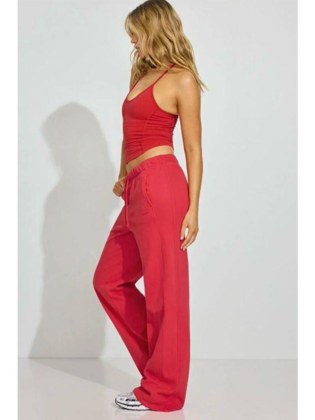 Kırmızı Bol Paça Kadın Eşofman Altı Mg2279-7