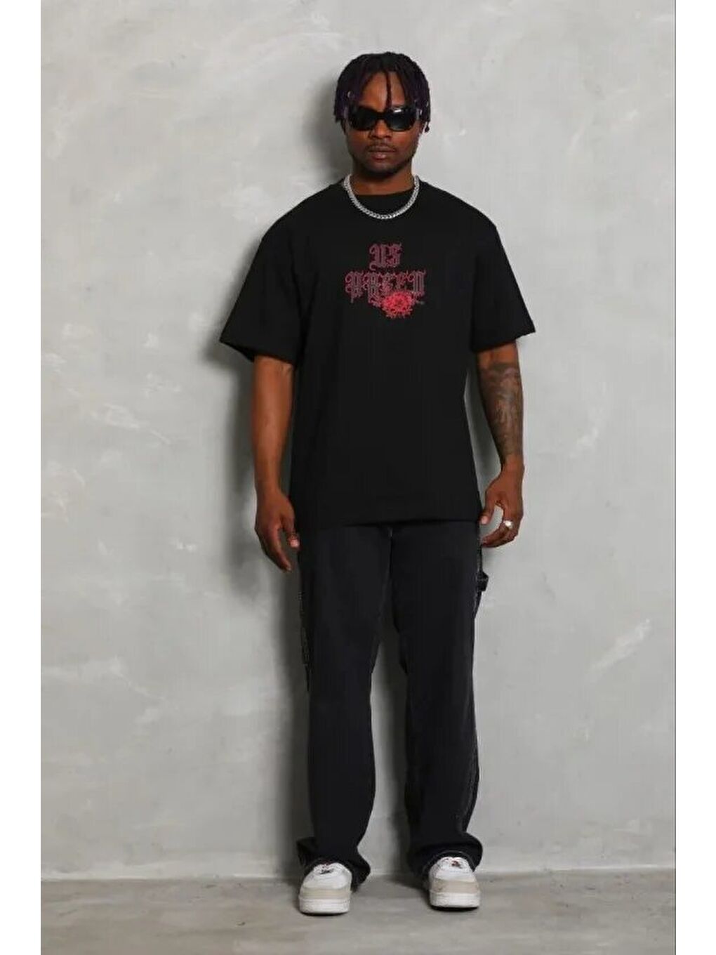 Siyah Erkek Baskılı Tişört