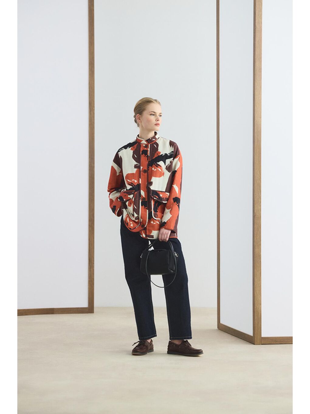 Kanvas Deri Detaylı Kapaklı Çanta Siyah-1