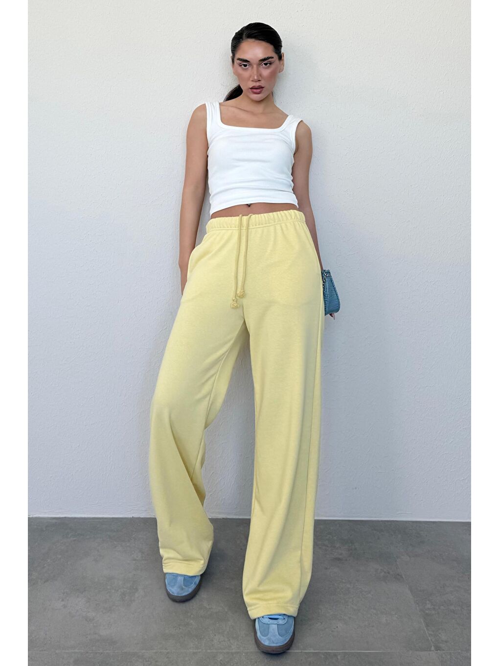 Sarı Bol Paça Kadın Eşofman Altı Mg2279