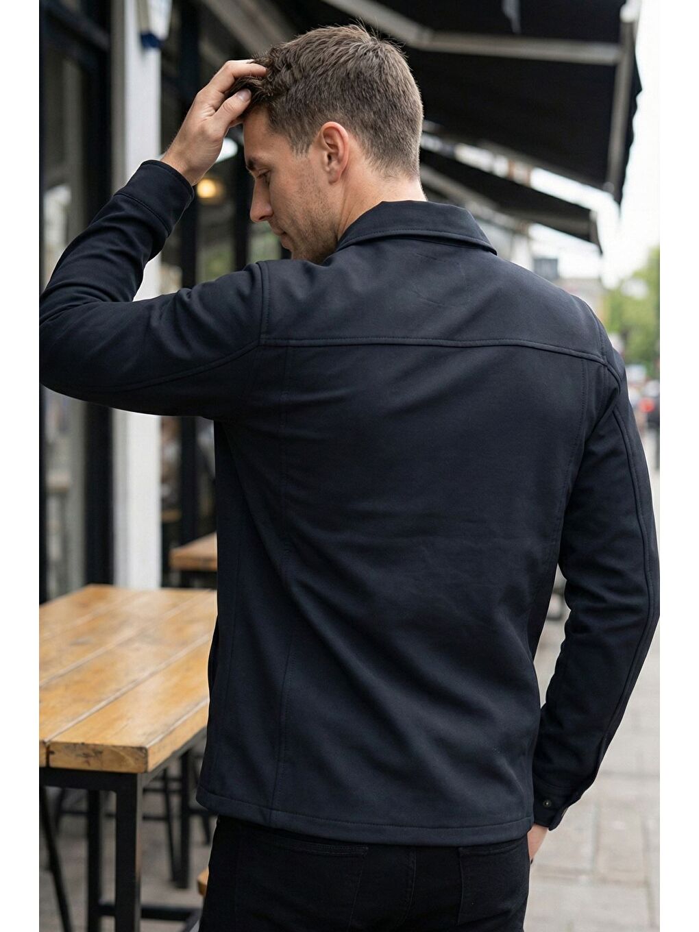 Lacivert Erkek Ön Fermuarlı Çift Cepli Mevsimlik Mont-1