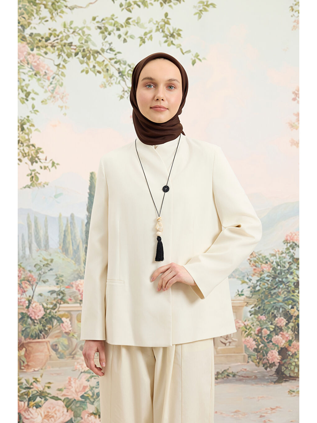 Kahverengi Floş Viskon Düz Eşarp Kahve-1