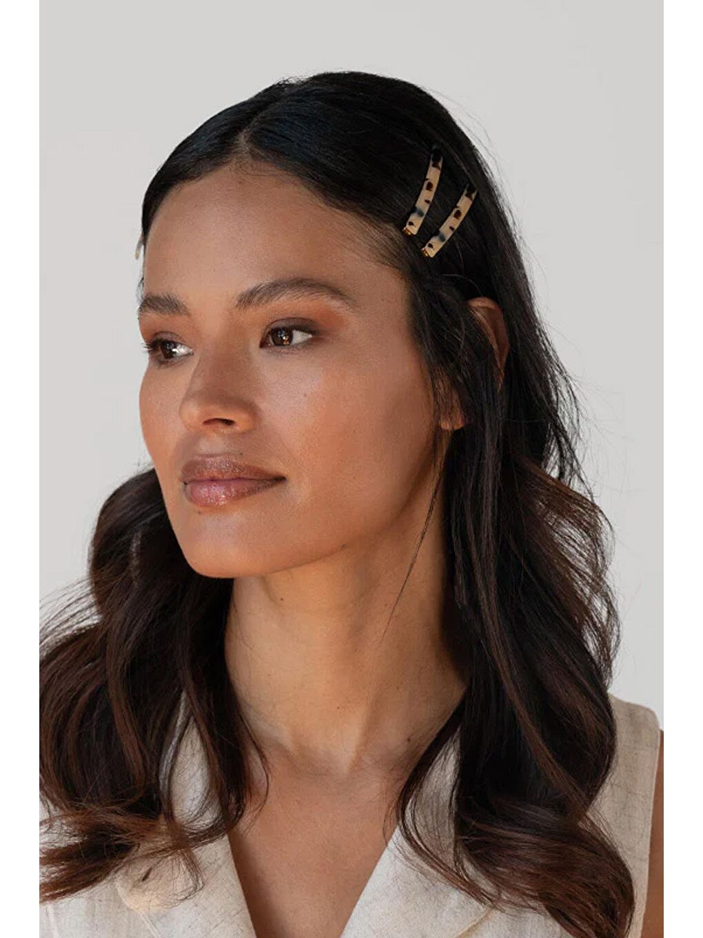 Bej Kaplumbağa Kabuğu Desenli İnce Tel Toka-3