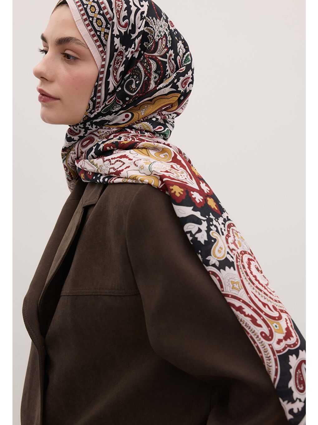 Kahverengi Lena Desen Şal Kızıl-1