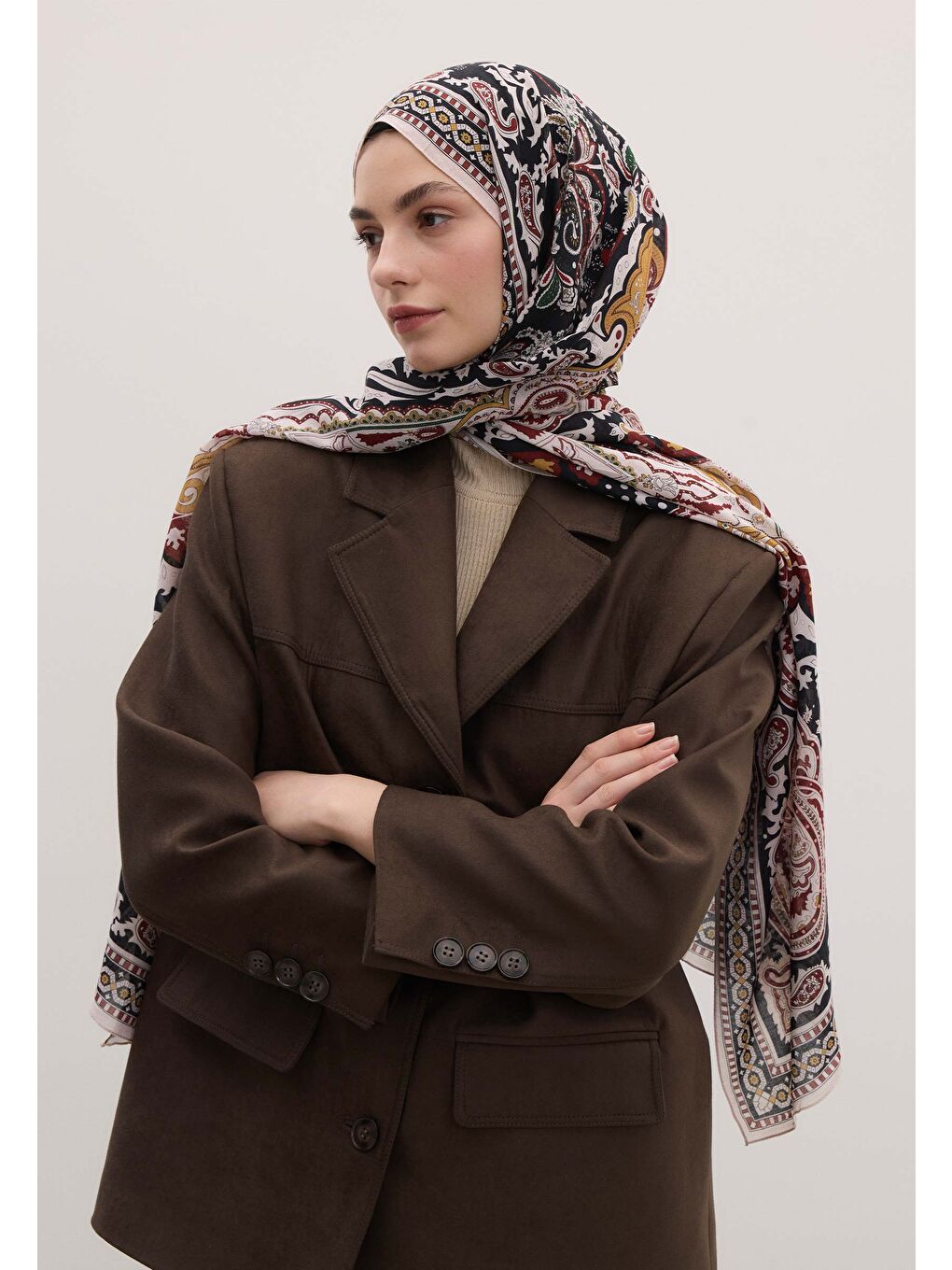 Kahverengi Lena Desen Şal Kızıl-2