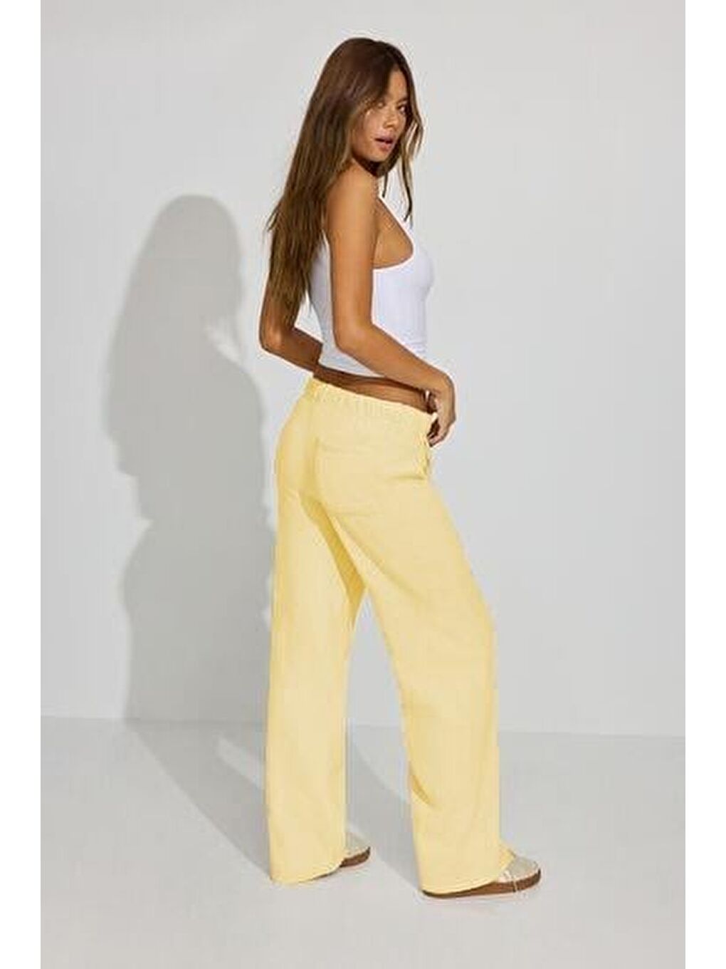 Sarı Bol Paça Kadın Eşofman Altı Mg2279-5