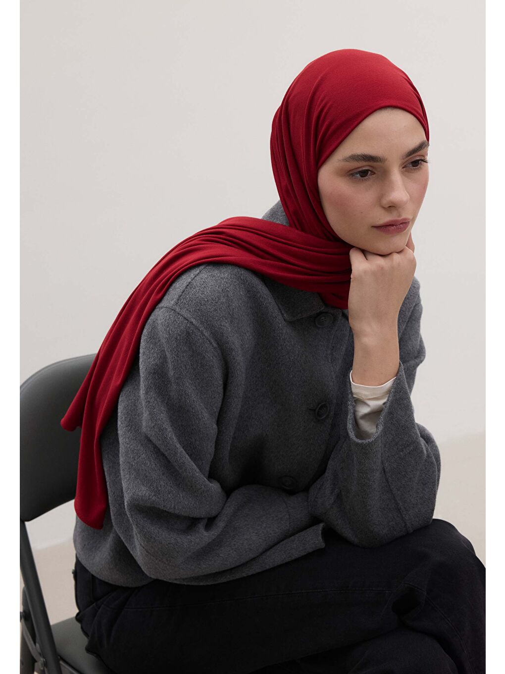 Bambu Penye Şal Kırmızı