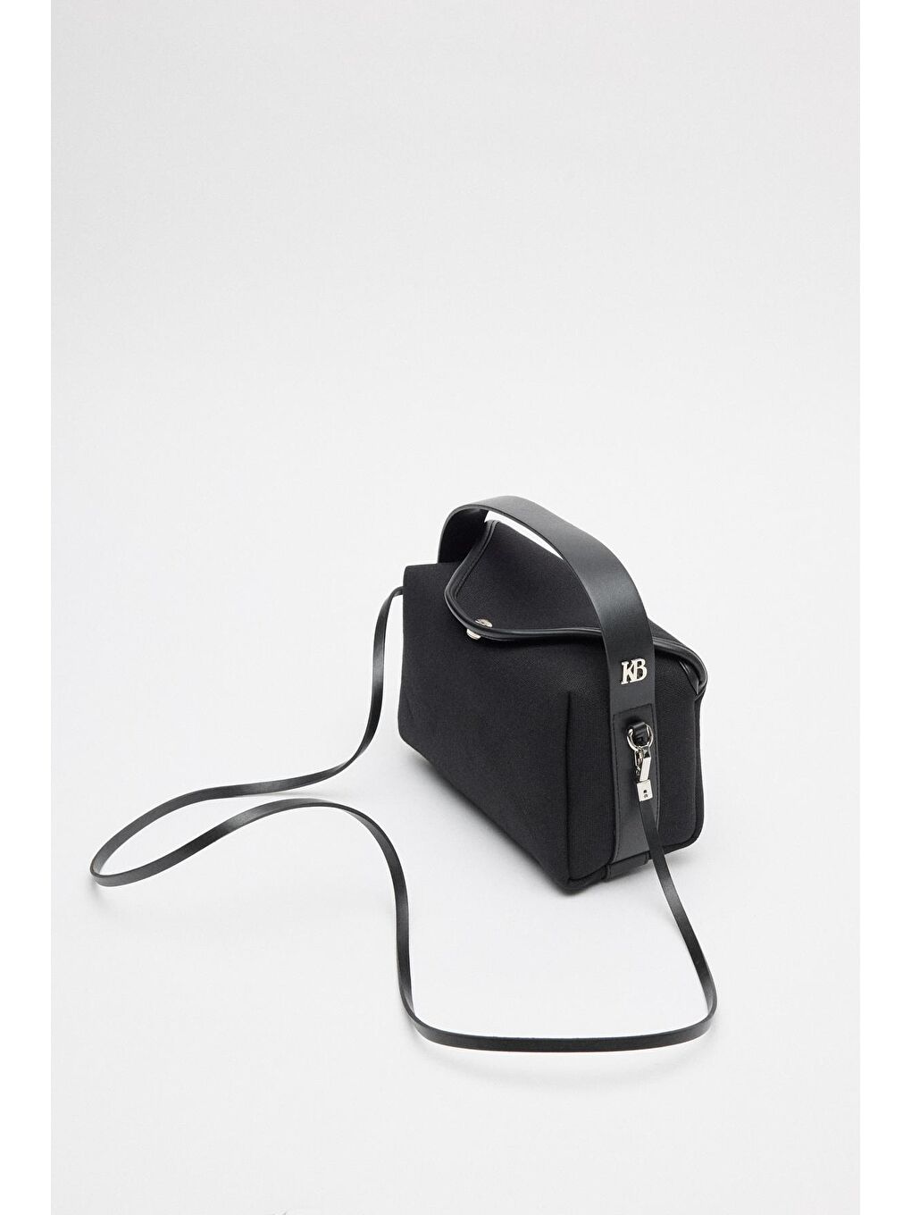 Kanvas Deri Detaylı Kapaklı Çanta Siyah-2