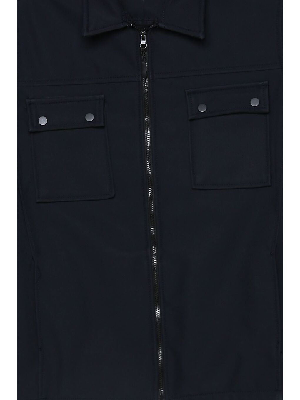 Lacivert Erkek Ön Fermuarlı Çift Cepli Mevsimlik Mont-3