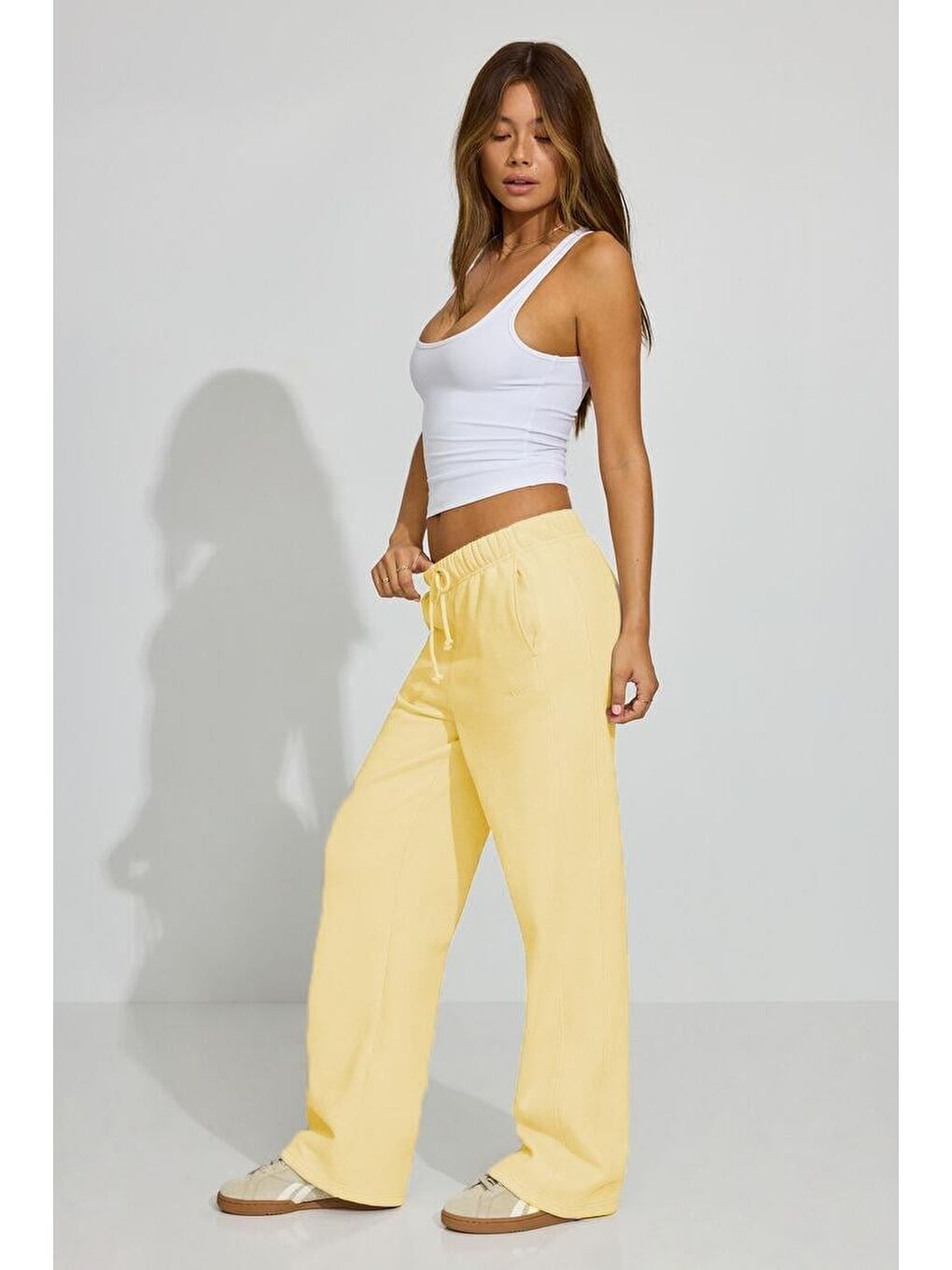 Sarı Bol Paça Kadın Eşofman Altı Mg2279-6