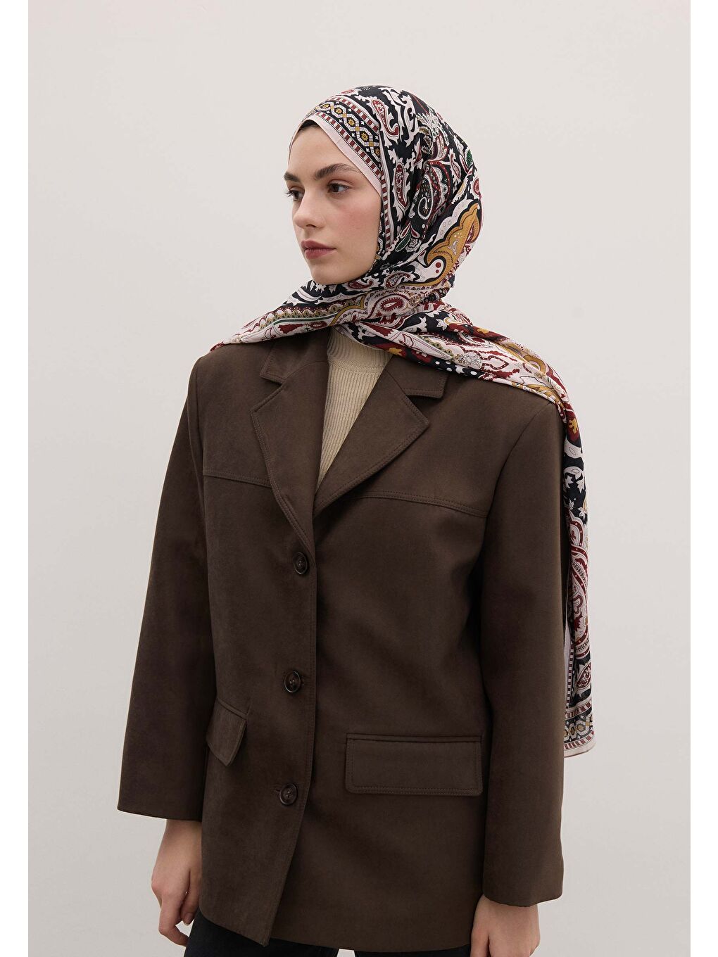 Kahverengi Lena Desen Şal Kızıl-3