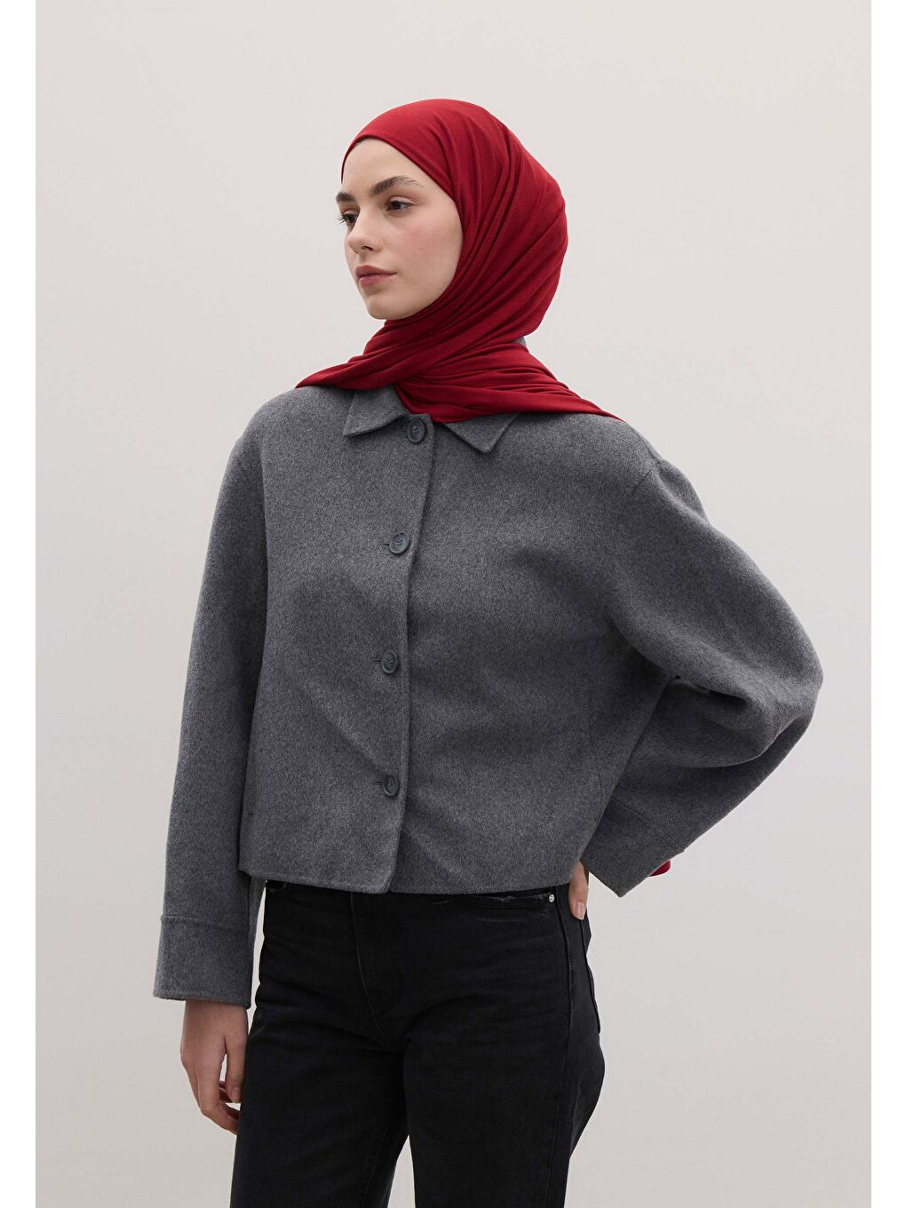 Bambu Penye Şal Kırmızı-1