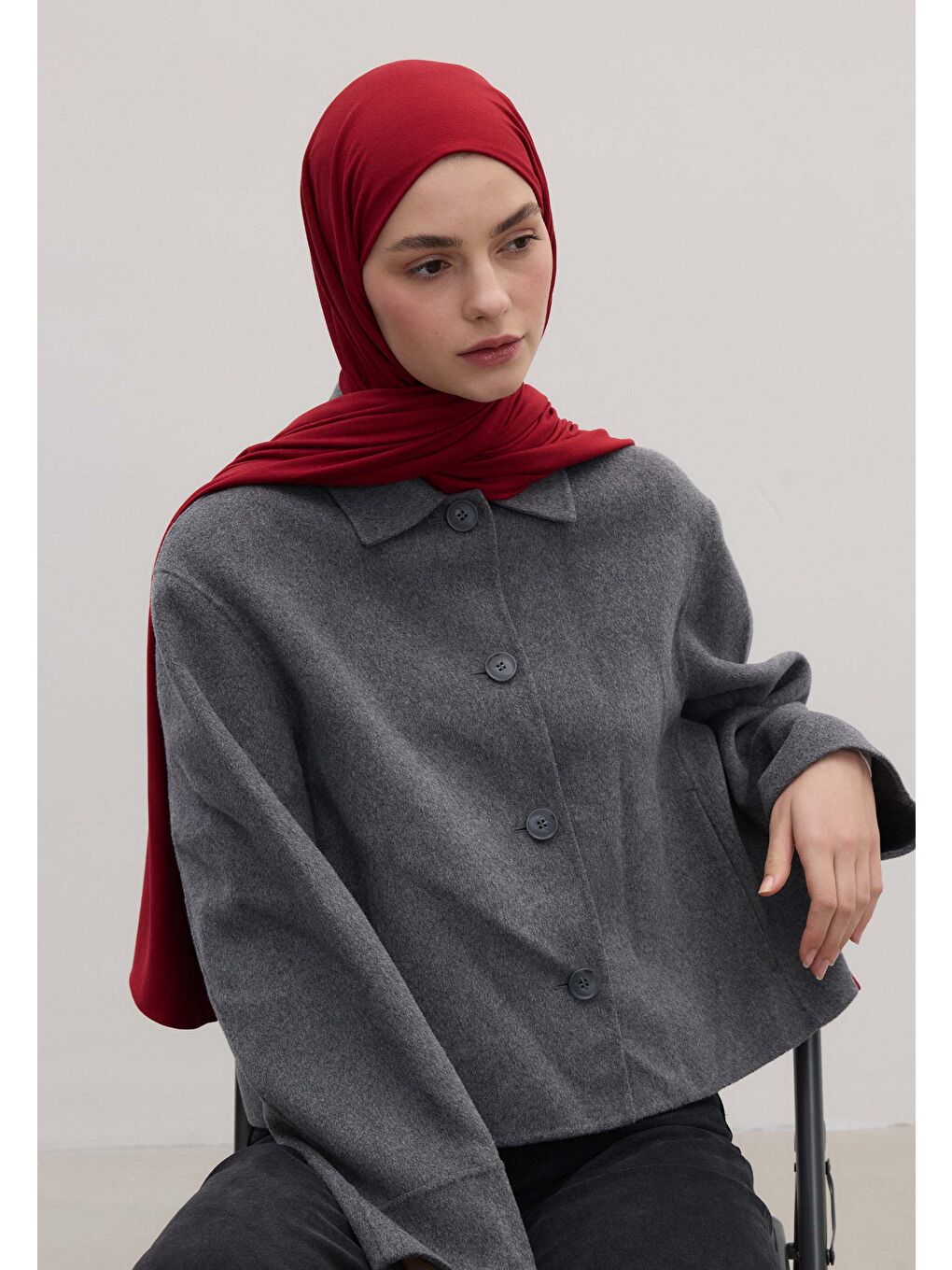 Bambu Penye Şal Kırmızı-2