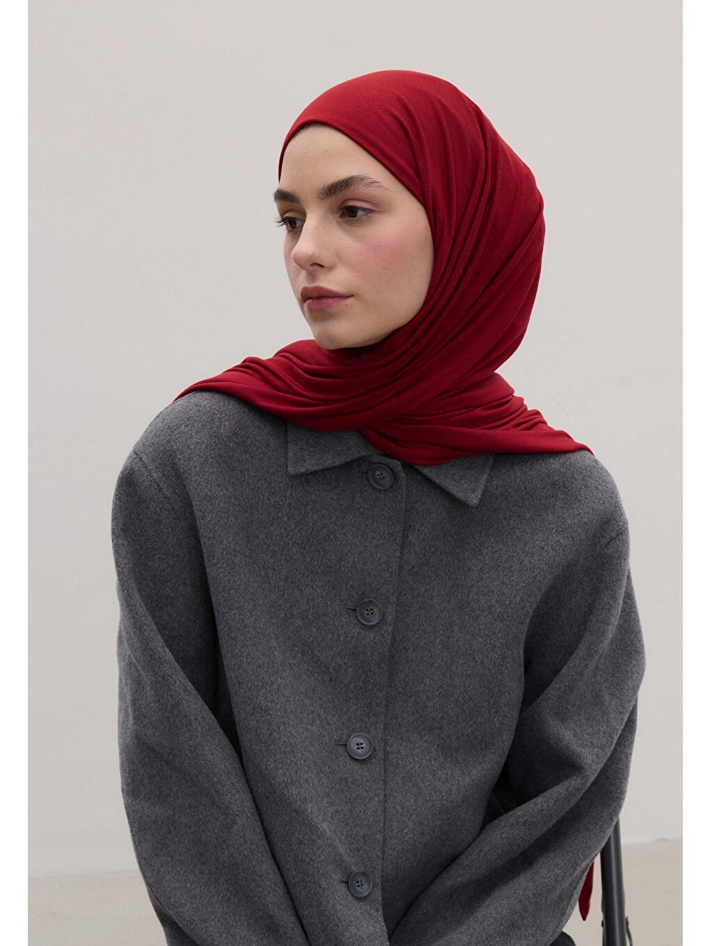 Bambu Penye Şal Kırmızı-3