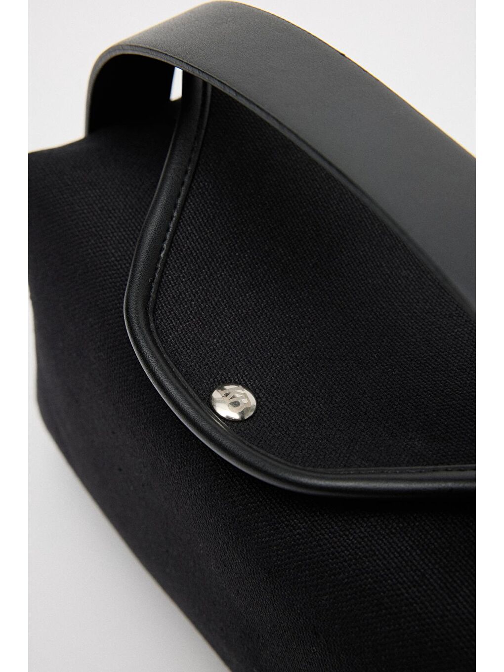 Kanvas Deri Detaylı Kapaklı Çanta Siyah-3