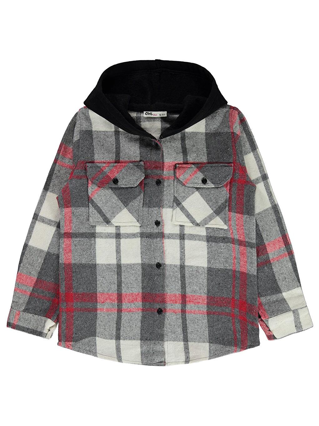 Girls Ekose Desenli 10-13 Yaş Gömlek - Gri 12-13 Yaş