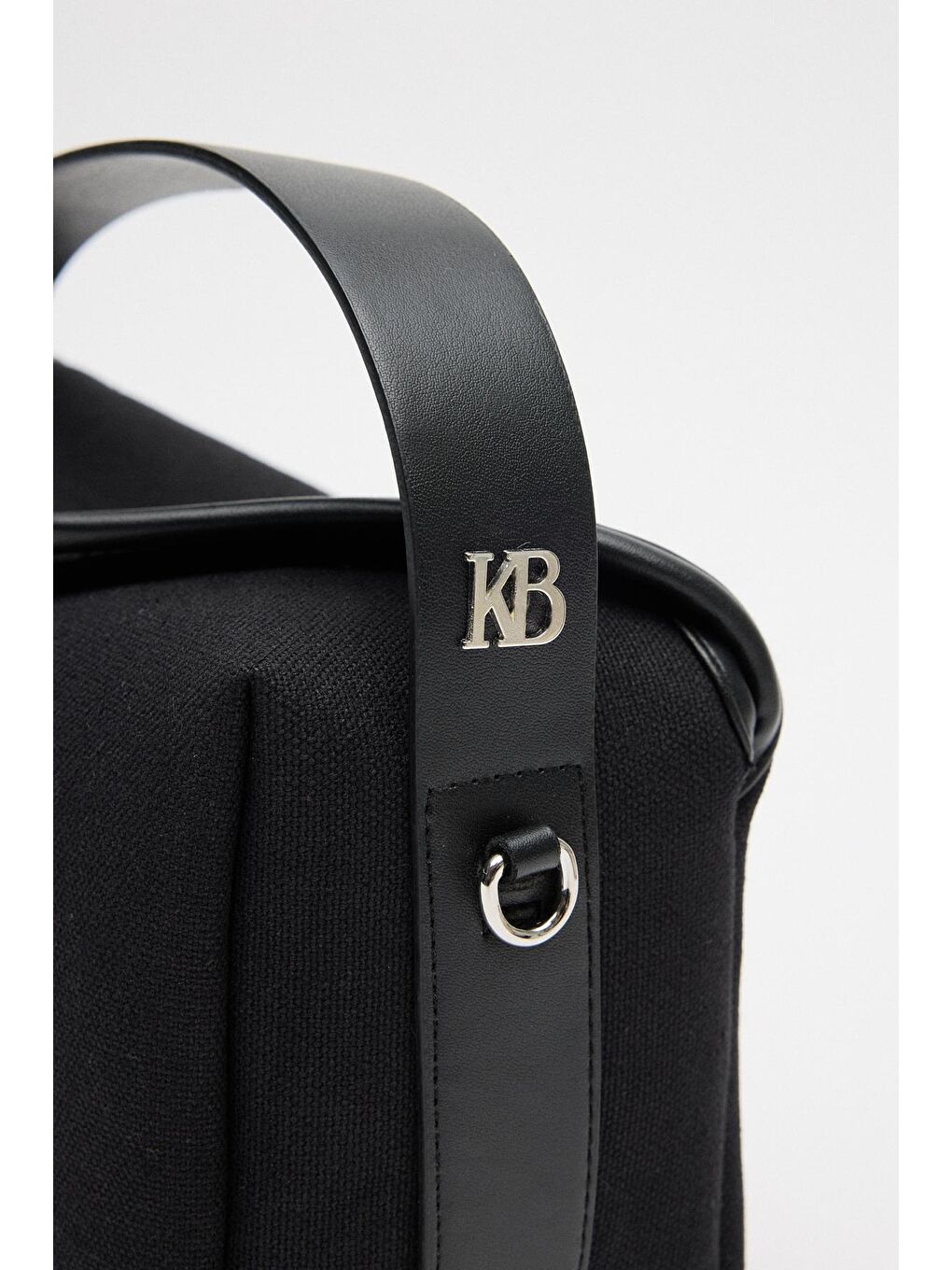 Kanvas Deri Detaylı Kapaklı Çanta Siyah-4