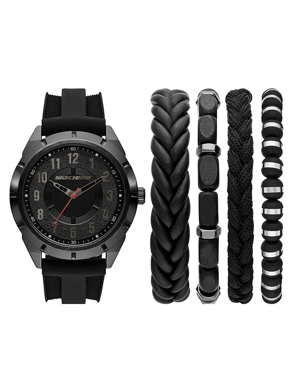 Siyah SR9120 Erkek Kol Saati ve Bileklik Seti