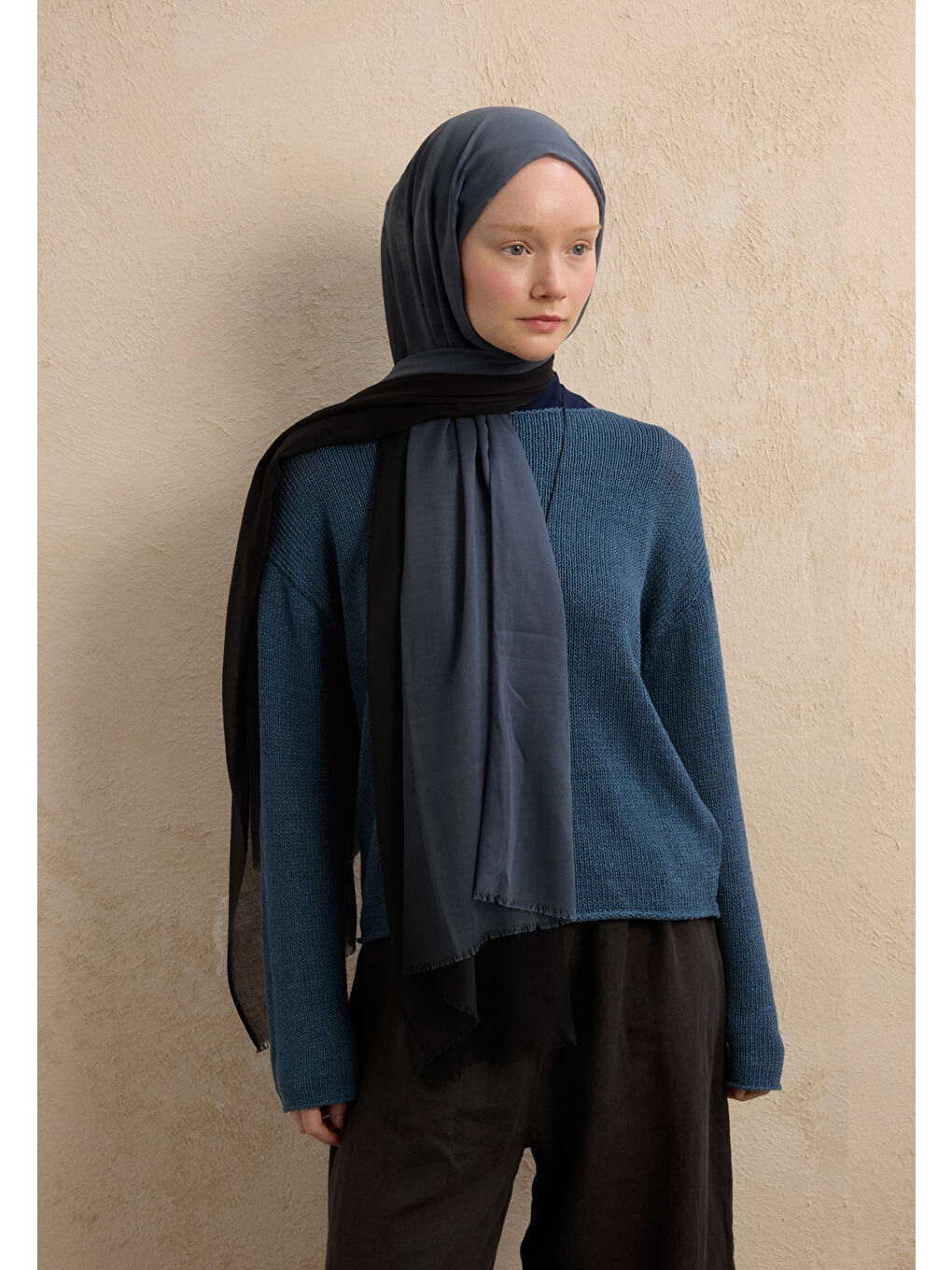 Modal Degrade Şal Siyah-Füme