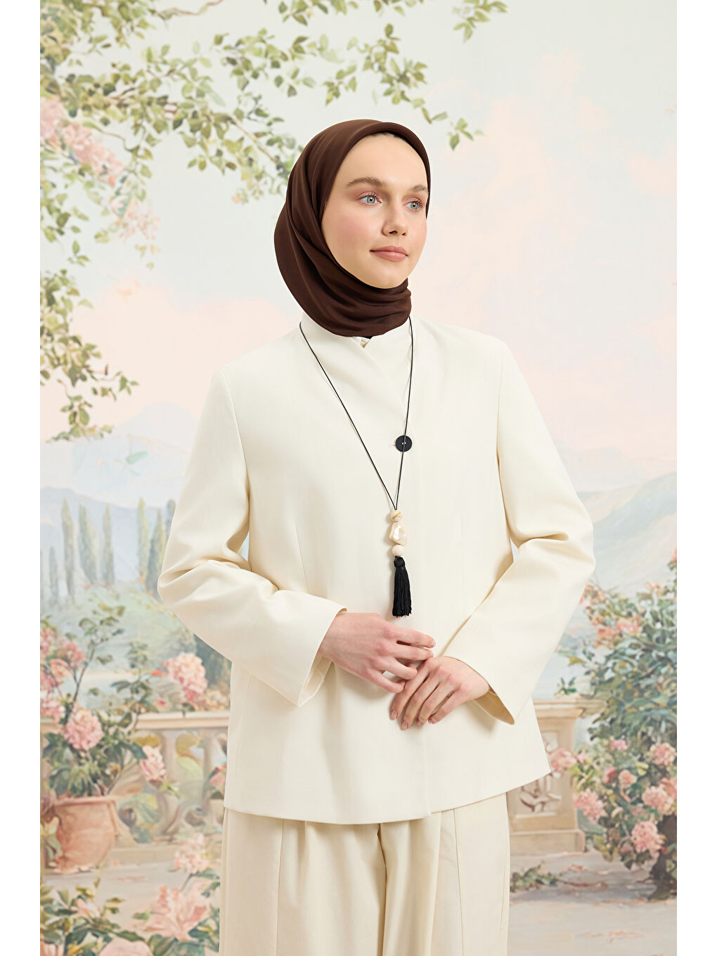 Kahverengi Floş Viskon Düz Eşarp Kahve-3