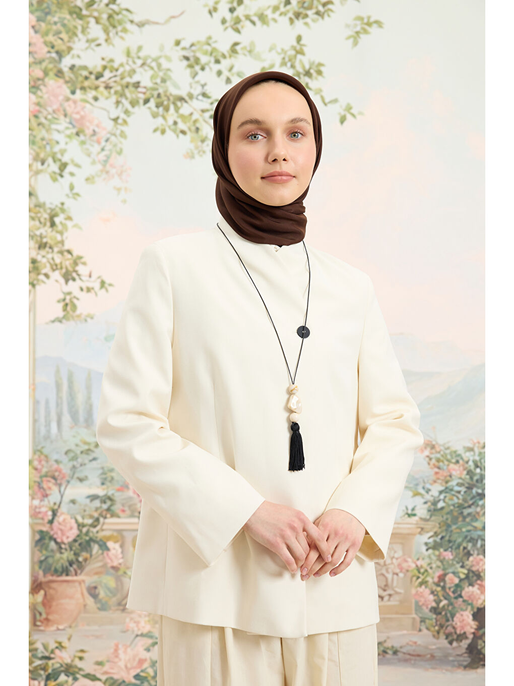 Kahverengi Floş Viskon Düz Eşarp Kahve-4