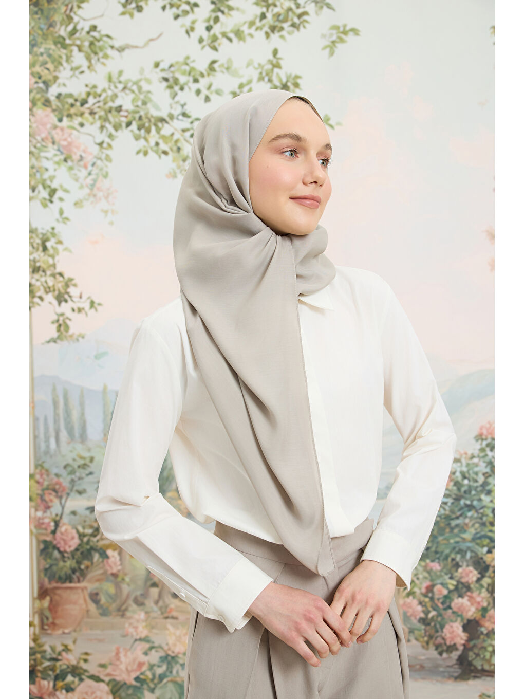 Floş Viskon Düz Şal Bej-2