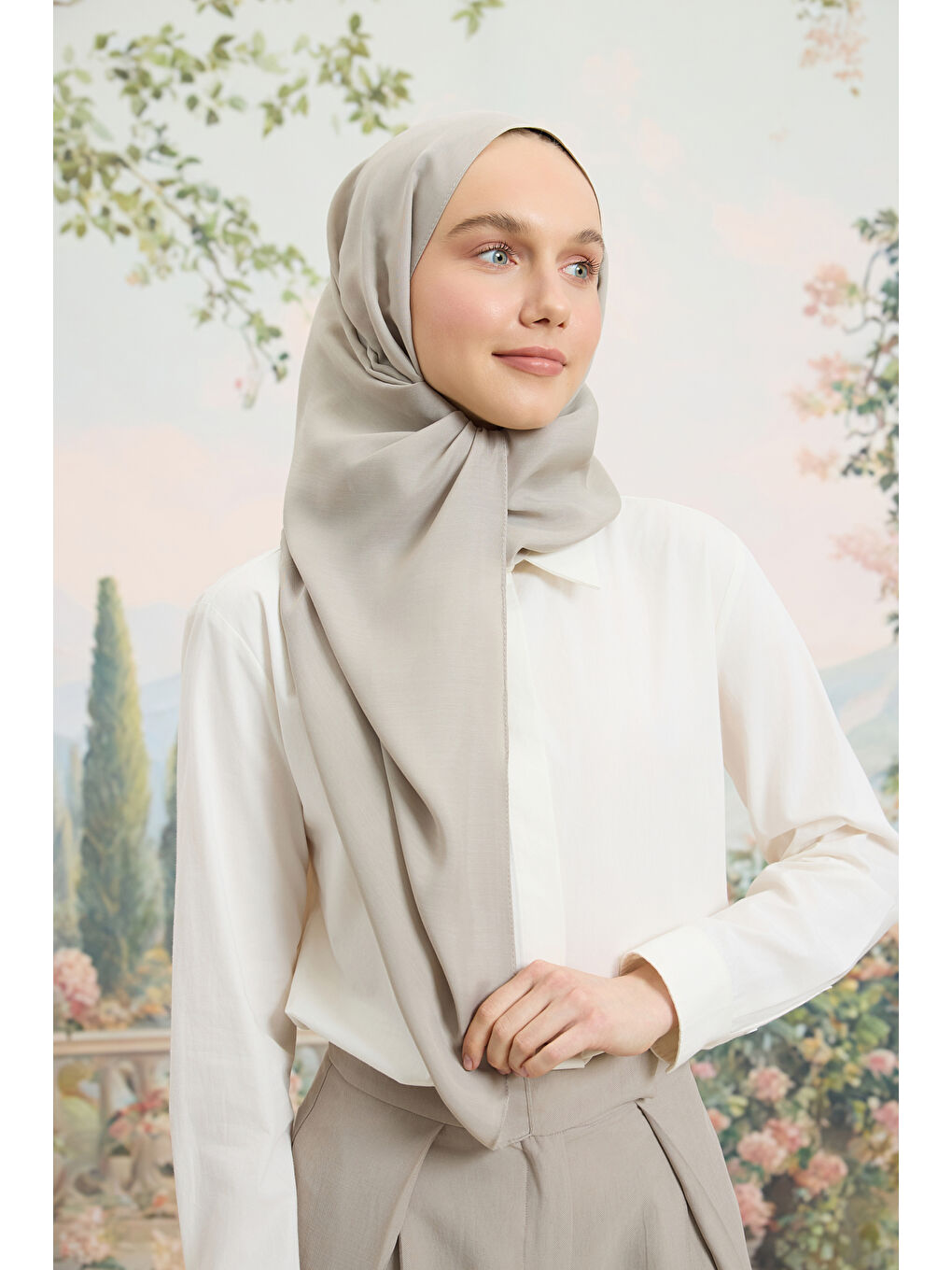 Floş Viskon Düz Şal Bej-3