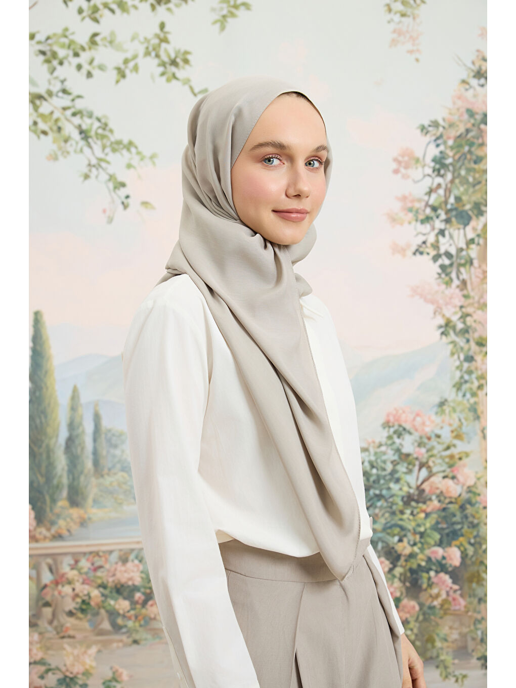 Floş Viskon Düz Şal Bej-4