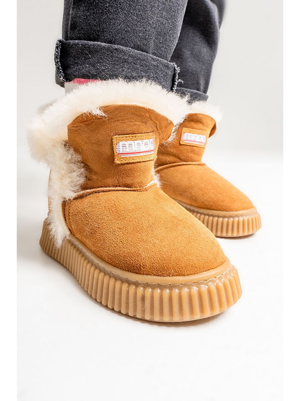 Sarı Kız Çocuk Hakiki Deri Suya Dayanıklı Kürklü Günlük Bot-1