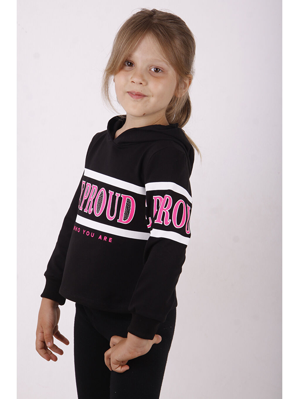 Siyah Kız Çocuk Be Proud Baskılı Sweatshirt-5