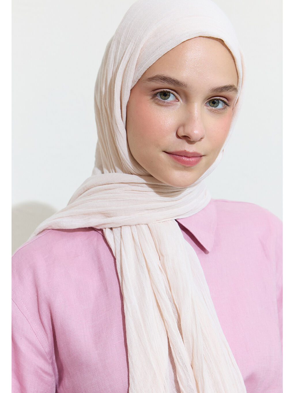 Beyaz Pamuklu Keten Şal Vanılla Shake-2