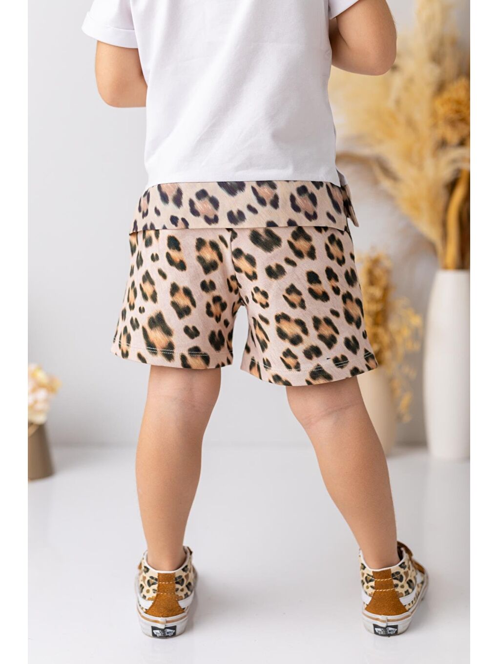 Kahverengi Kız Çocuk Leopar Desen Şort - Leopar Desenli-1