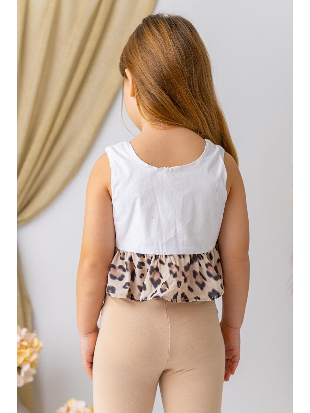 Kız Çocuk Düğme Detaylı Kolsuz Bluz - Beyaz-1