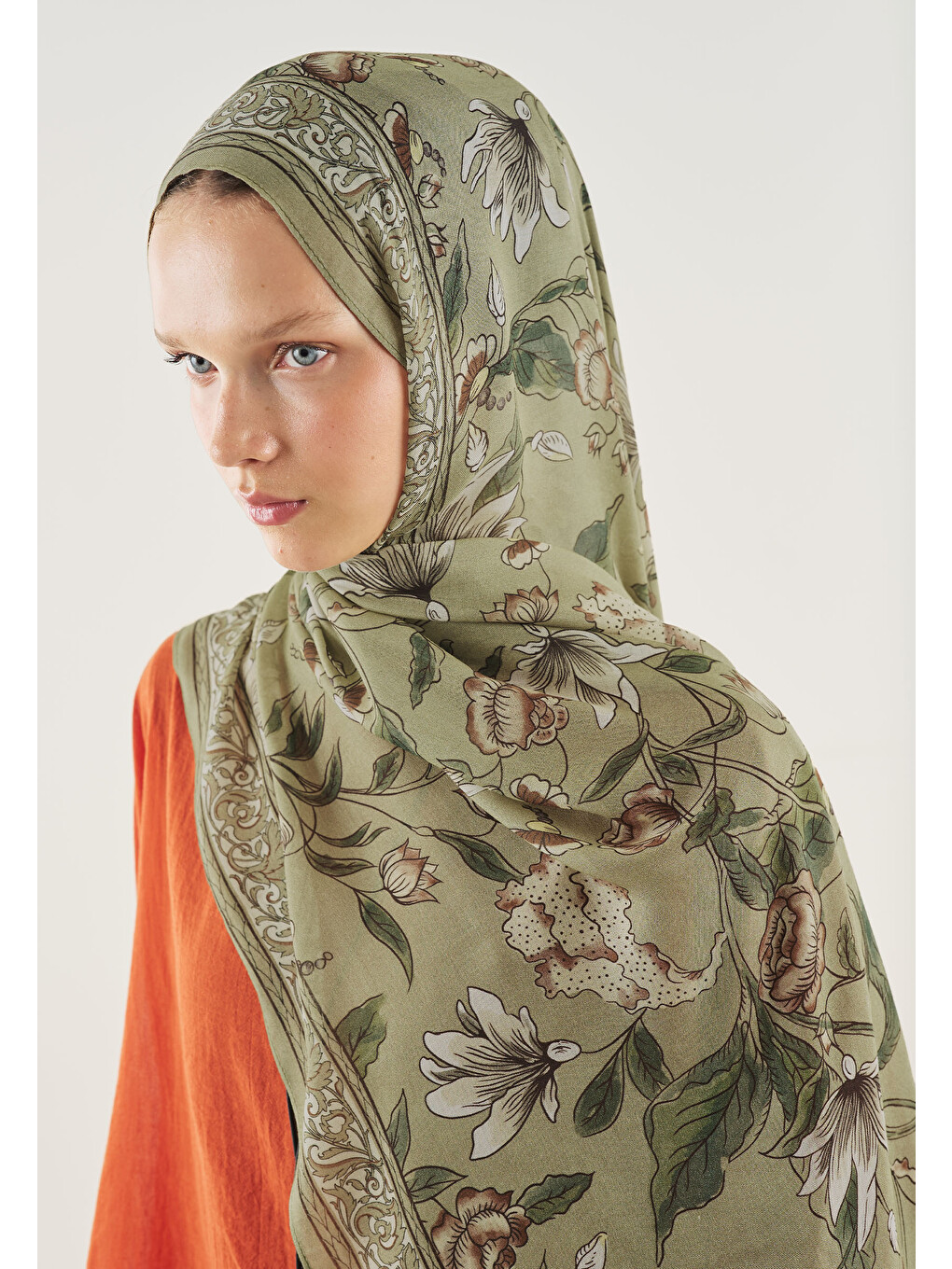 Pure Ethnic Desen Soft Viskon Şal Çağla Yeşili-1