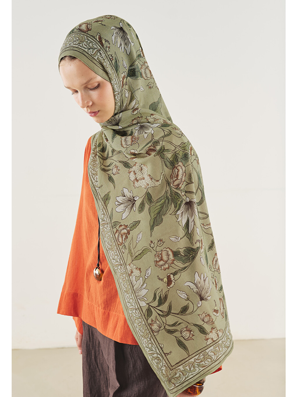 Pure Ethnic Desen Soft Viskon Şal Çağla Yeşili-2